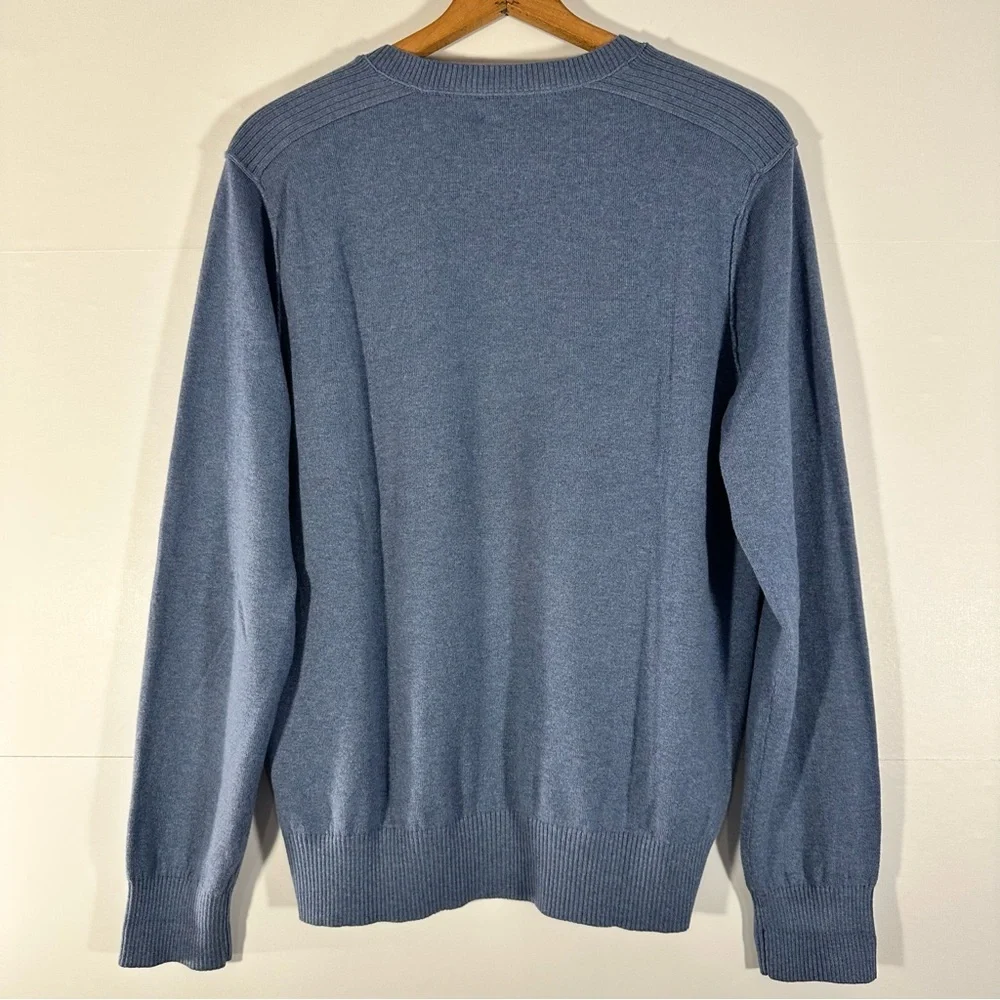 Banana Republic Cotton Cashmere Men's Blue Heather V-Neck Sweater